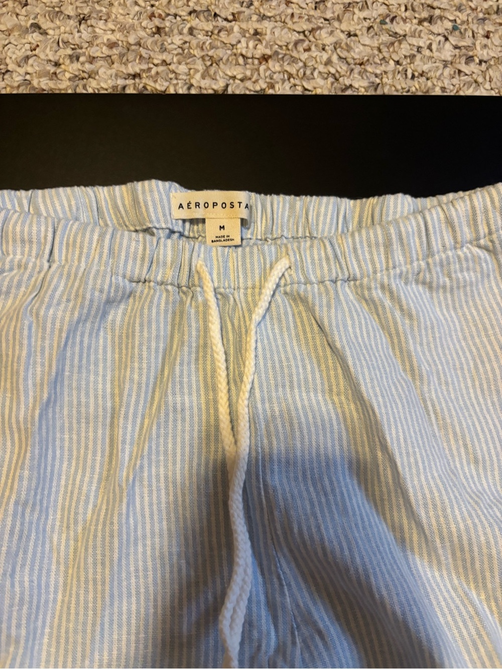 Aeropostale women’s Blue and White Stripe Drawstring Hybrid Shorts